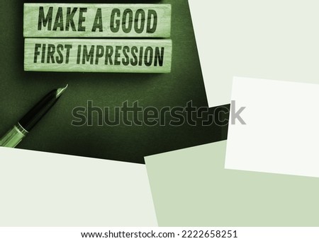 Make a good first impression words on wooden blocks. Human resourses HR marketing concept.
