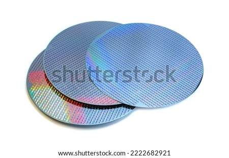 Semiconductor wafer disk made of silicon isolated on white Royalty-Free Stock Photo #2222682921