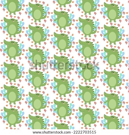 Seamless pattern of cute cartoon animal characters for baby prints.