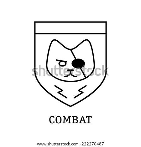 minimal vintage labels with the combat cat on shield