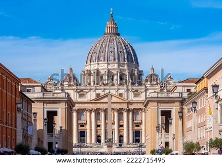 St. Peter's basilica in Vatican and road of Conciliation in Rome, Italy Royalty-Free Stock Photo #2222715495
