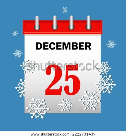 Image illustration December 25 calendar icon. Holiday design