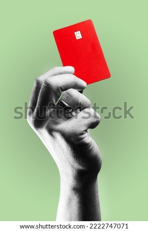 Template of credit card in the man's hand. 