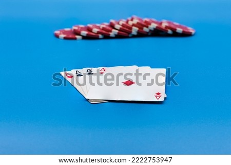 pictures of poker chips on a blue background