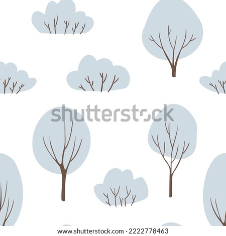 Christmas seamless pattern with snowy trees, winter park digital paper, Vector illustration clipart in flat cartoon style.
