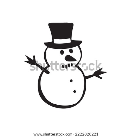 Merry Christmas Happy New Year seamless background pattern. Vector illustration doodles,
outlined snowman raising arms