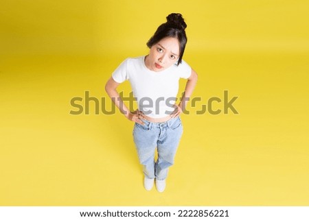 full body image of beautiful asian girl top view