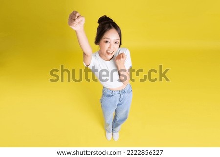 full body image of beautiful asian girl top view Royalty-Free Stock Photo #2222856227
