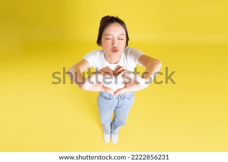 full body image of beautiful asian girl top view Royalty-Free Stock Photo #2222856231