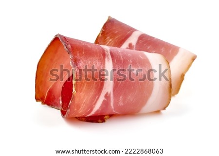 Jamon, jerked meat, isolated on white background. High resolution image Royalty-Free Stock Photo #2222868063