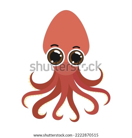 squid cartoon - animal cute squid clipart vector