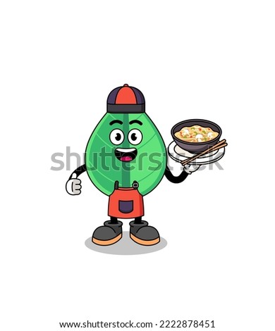 Illustration of leaf as an asian chef , character design