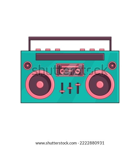 Music Boombox. Vector illustration cartoon green boombox 90s 80s. Isolated on white background Royalty-Free Stock Photo #2222880931