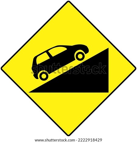 Warning Road Sign for all riders, Steep ascent ahead warning Icon, Vector illustration Royalty-Free Stock Photo #2222918429