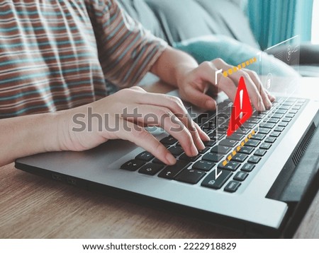 exclamation mark Computer virus detected warning
internet crime prevention Attempting to gain access to personal data from Internet attacks Royalty-Free Stock Photo #2222918829