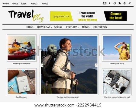 Homepage design of travel blog web site Royalty-Free Stock Photo #2222934415