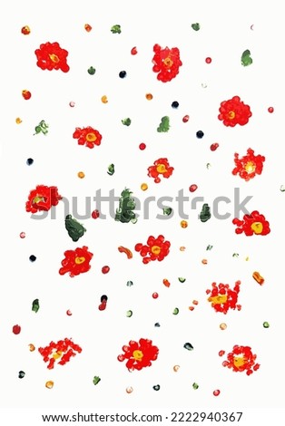 bouquet of flowers. Wreath in a circle of flowers and leaves. Vegetable postcard pattern
