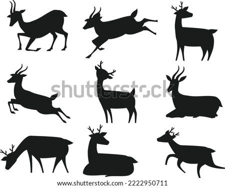 Deer scissor skill isolated vector Silhouettes