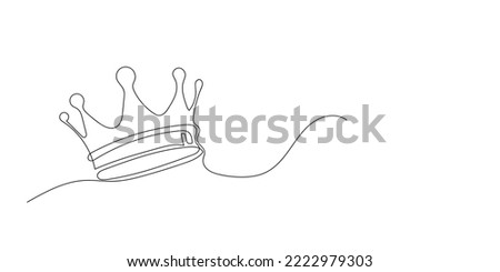 continuous line of the king's crown. single line image of crown isolated on white background