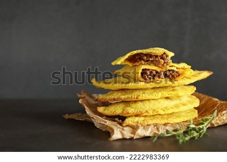  Jamaican Beef Patties. Authentic Jamaicam meat pies.  Royalty-Free Stock Photo #2222983369