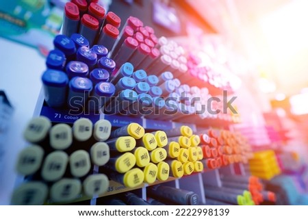 Background of lots assorted colorful marker pen set