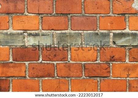 Background image of red brick pattern, old exterior wall texture as design element
