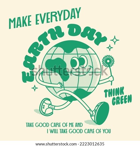 modern vintage earth day and go green awareness posting design template vector, illustration