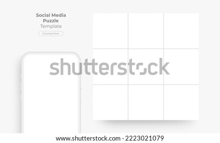 Clay Cellphone With Blank Social Media Puzzle Template. Vector Illustration