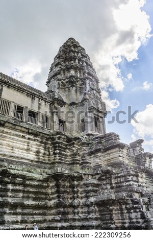 Tower  of the Angkor Wat, Cambodia, the largest religious monument in the world, UNESCO World Heritage