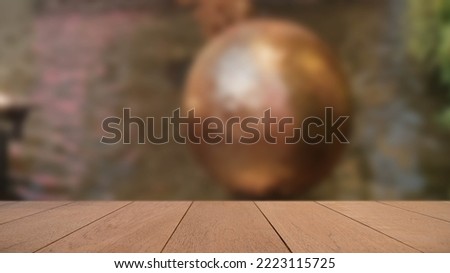Top Wood Table With Blur Background