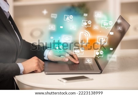 Young person surfing on social media network