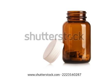  Open dietary supplement
bottle isolated on white background. Royalty-Free Stock Photo #2223160287