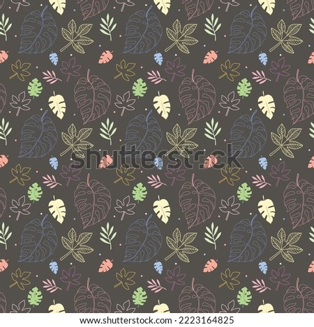 Tropical Hawaiian colorful outline pale brown seamless pattern