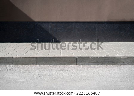 street concrete curb, sidewalk line on avenue