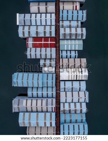 Top-down view of a marina