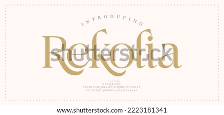 Elegant alphabet letters font and number. Typography Luxury classic lettering serif fonts decorative wedding logo vintage retro concept. vector illustration Royalty-Free Stock Photo #2223181341