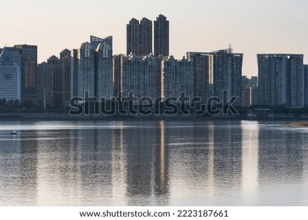 modern city at sunrise,nanchang skyline.
