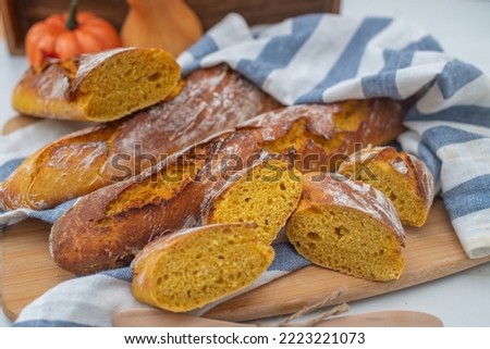 healthy home made pumpkin baguette on a table