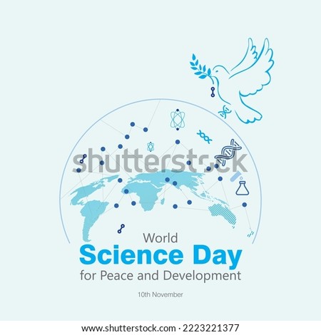 World Science Day for Peace and Development background design with Flying Dove vector, illustration. The concept for posters and background. 10th November.
