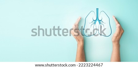 hand cover sign symbol of lung for lung disease protection, World Lung Cancer Day, world tuberculosis day or other each about lung health Royalty-Free Stock Photo #2223224467