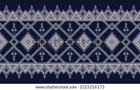 Abstract geometric ethnic pattern design for clothing, fabric, background, wallpaper, wrapping, batik. Knitwear, Pixel pattern, Embroidery style.