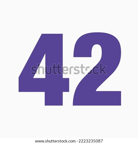 Blue Number 42 Isolated On White Background