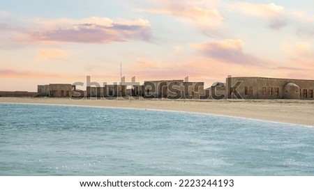 old ruin beach on the north side of qatar Royalty-Free Stock Photo #2223244193