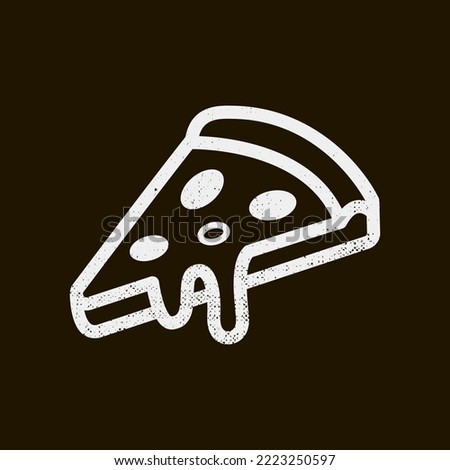 white simple minimalistic line art emblem of slice of pizza