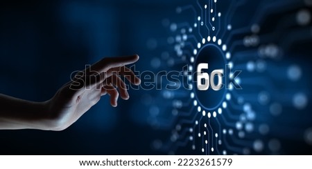 Six sigma DMAIC Lean manufacturing quality control business technology concept. Hand pressing button. Royalty-Free Stock Photo #2223261579
