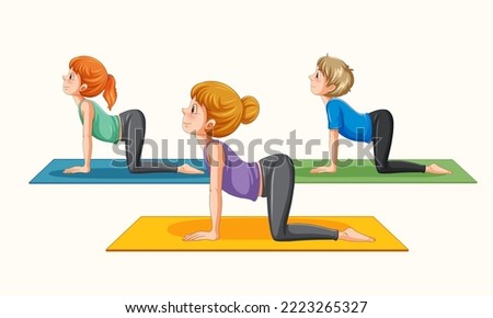 Group of people practicing yoga illustration