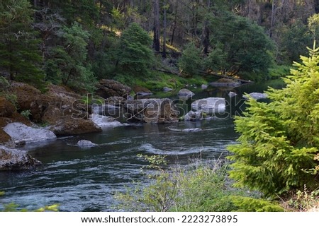 Landscape at the Umpqua River in the Cascade Range, Oregon Royalty-Free Stock Photo #2223273895