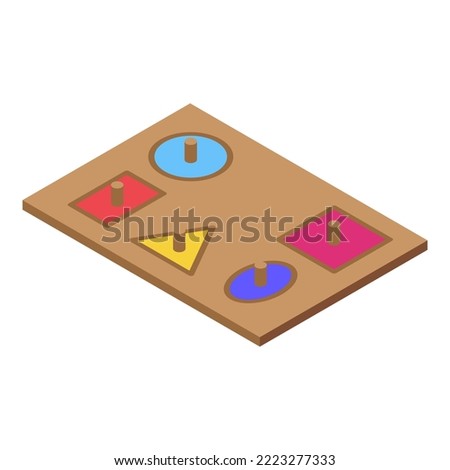 Wood montessori icon isometric vector. Toy education. Kid shape
