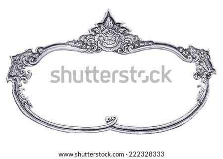 Silver frame carve  on white background, work with path.