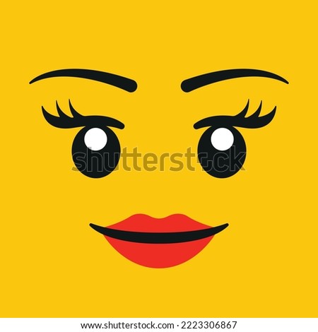 Yellowhead Girl Female Women Lipstick Eyelashes Face Smiley Smiling Lego Royalty-Free Stock Photo #2223306867